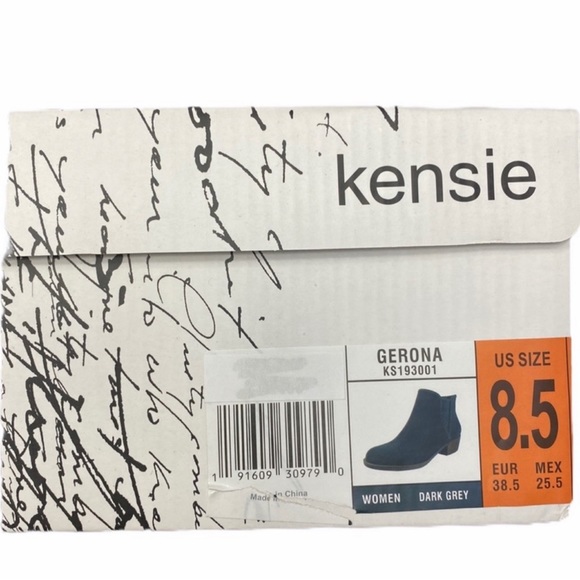 Kensie Gerona Perforated Suede Ankle Bootie Grey Size 8.5 - Picture 13 of 13
